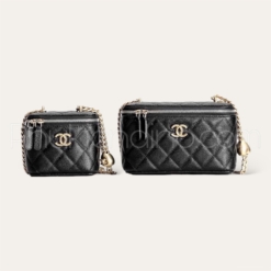 Túi Đeo Chéo Túi Cốp Chanel Vanity With Chain Màu Đen Size 17 Và Size 13